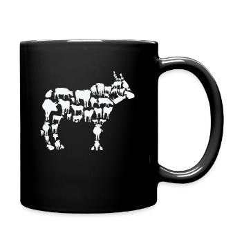 Cow Farmer Animal Farming Cow Silhouette - Full Colour Mug - black - Right