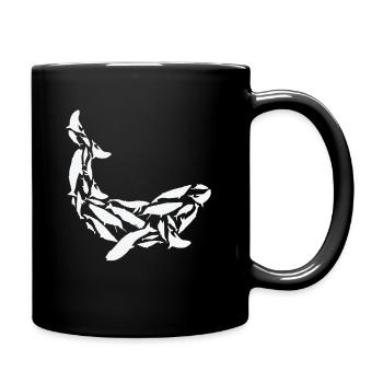 Whale Blue Whale Orca Marine Biologist Silhouette - Full Colour Mug - black - Right