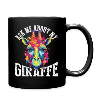 Frage mich nach meiner Giraffe - Tasse einfarbig - Schwarz - Rechts