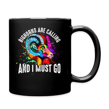 Die Dickhörner rufen - Tasse einfarbig - Schwarz - Rechts