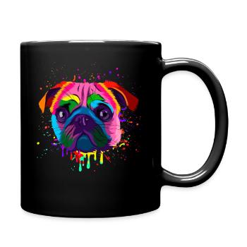 Bunter Mopskopf - Tasse einfarbig - Schwarz - Rechts
