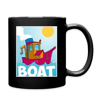 Cartoon-Bild eines lustigen Schleppers - Tasse einfarbig - Schwarz - Rechts