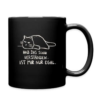 faule Katze mir egal Spruch Faulenzer Geschenkidee - Tasse einfarbig - Schwarz - Rechts