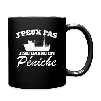 J'peux pas j'me barre en péniche - Mug uni - noir - Droite