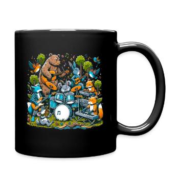 Tierband im Wald - Tasse einfarbig - Schwarz - Rechts