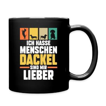 Hund Dachshund Dackel - Tasse einfarbig - Schwarz - Rechts