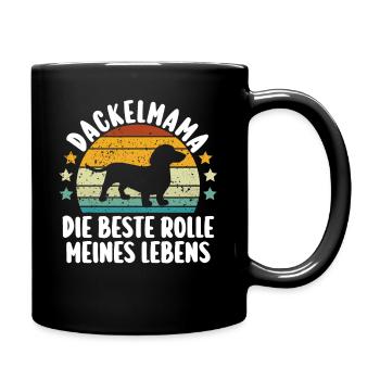 Mama Hundemama Hund Dachshund Dackel - Tasse einfarbig - Schwarz - Rechts