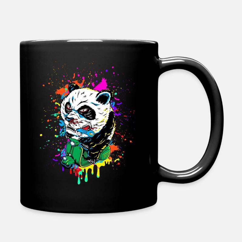 Roller fahrender Panda - Tasse einfarbig - Schwarz
