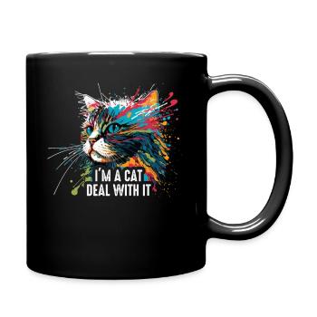 Ich bin eine Katze. Deal with it - Tasse einfarbig - Schwarz - Rechts