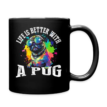 La vie est plus belle avec un carlin - Mug uni - noir - Droite