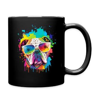 Colorful bulldog head - Full Colour Mug - black - Right