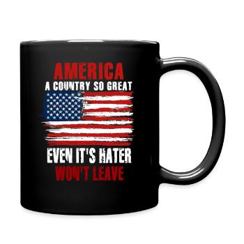 Amerika: Ein Land, das so großartig ist, dass die USA patriotisch sind - Tasse einfarbig - Schwarz - Rechts
