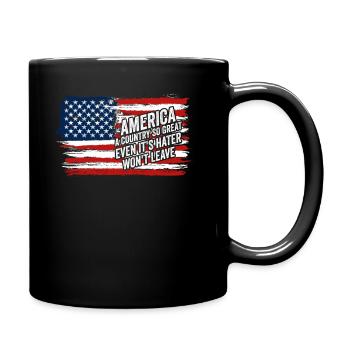 Amerika: Ein Land, das so großartig ist, dass die USA patriotisch sind - Tasse einfarbig - Schwarz - Rechts
