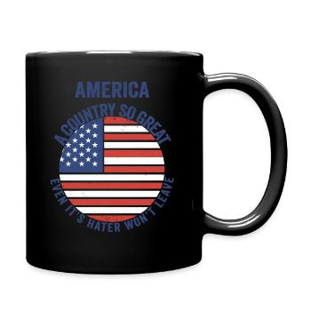 Amerika: Ein Land, das so großartig ist, dass die USA patriotisch sind - Tasse einfarbig - Schwarz - Rechts