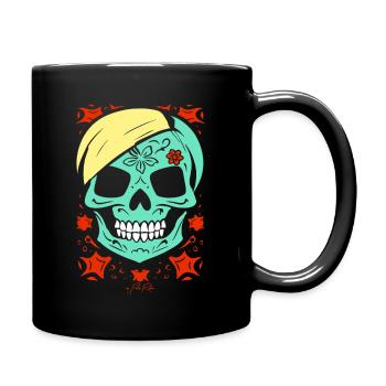 Flower skull is so cute, zombie skull - Full Colour Mug - black - Right
