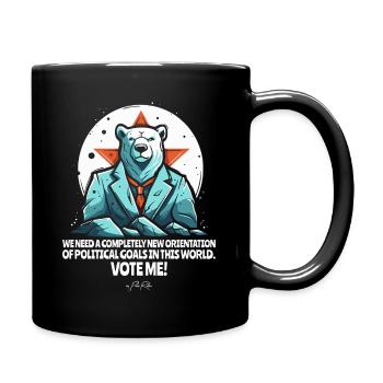 Polar bear election candidate for a better world - Full Colour Mug - black - Right