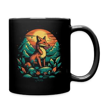 Ein Fuchs auf dem Feld - Tasse einfarbig - Schwarz - Rechts