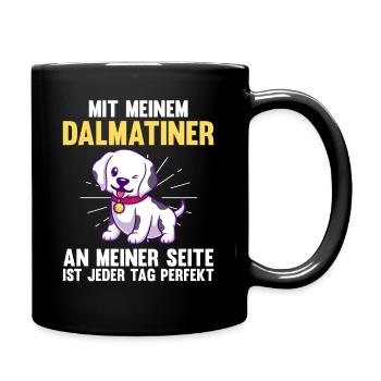 Hund Dalmatiner - Tasse einfarbig - Schwarz - Rechts