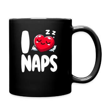 I love naps. Funny design with a sleeping heart - Full Colour Mug - black - Right