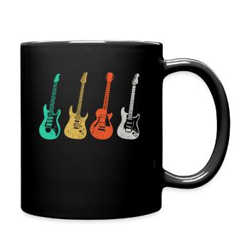 Gitarre Vintage Gitarrist Geschenk - Tasse einfarbig - Schwarz - Rechts