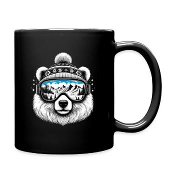 Ours avec des lunettes de ski sur la pente des montagnes enneigées des vacances de ski - Mug uni - noir - Droite