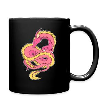 Bunter Drache Buchliebhaber - Tasse einfarbig - Schwarz - Rechts