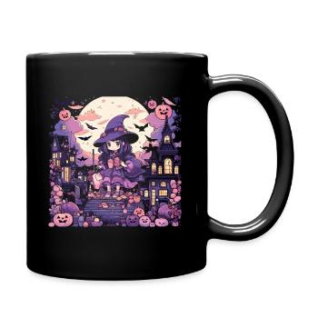 Kawaii Chibi Hexe Halloween Verkleidung Anime - Tasse einfarbig - Schwarz - Rechts