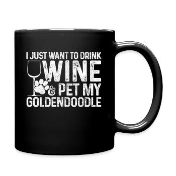 Goldendoodle Hund Wein Geschenk - Tasse einfarbig - Schwarz - Rechts
