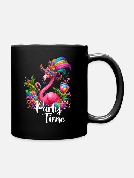 Flamingo feiert Party Wochenende Karneval Urlaub - Tasse einfarbig - Schwarz