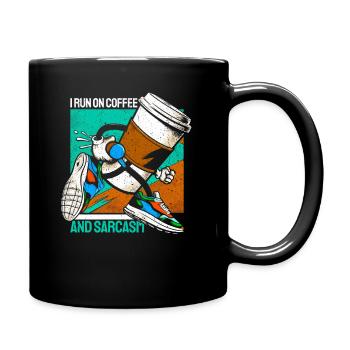 Cadeau de café : je cours sur le café et le sarcasme - Mug uni - noir - Droite