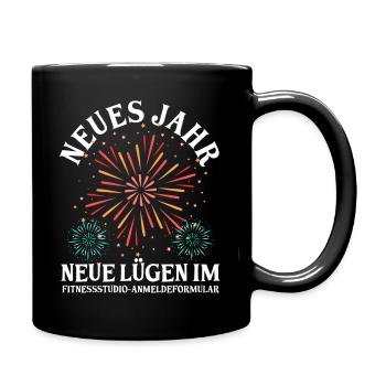 Neujahr Feuerwerk Silvester - Tasse einfarbig - Schwarz - Rechts