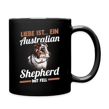 Australian Shepherd Hund Aussie - Tasse einfarbig - Schwarz - Rechts