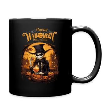 Drink Or Treat Funny Happy Halloween Monster - Full Colour Mug - black - Right