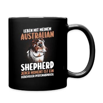 Australian Shepherd Hund Aussie - Tasse einfarbig - Schwarz - Rechts