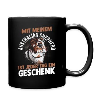 Australian Shepherd Hund Aussie - Tasse einfarbig - Schwarz - Rechts