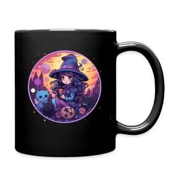 Kawaii Chibi Hexe Halloween Verkleidung Anime - Tasse einfarbig - Schwarz - Rechts