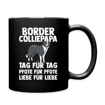 Hund Hundepapa Border Collie - Tasse einfarbig - Schwarz - Rechts