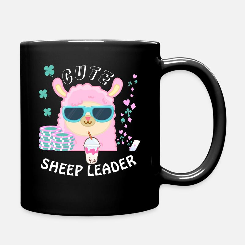 Kawaii - Poker Sheep leader - chipleader poker - Full Colour Mug - black