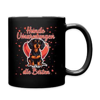 Hunde Umarmungen sind die Besten - Dackel Liebe - Tasse einfarbig - Schwarz - Rechts