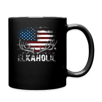 Elk Hunting Elkaholic Hunters - Full Colour Mug - black - Right