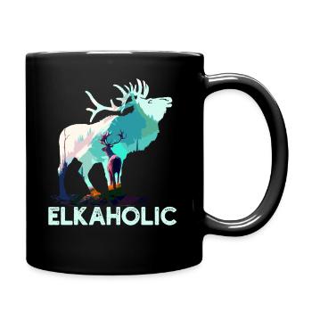 Elk Hunting Elkaholic Hunters - Full Colour Mug - black - Right