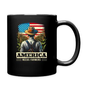 America Needs Farmers - Geschenk für USA Bauern - Tasse einfarbig - Schwarz - Rechts