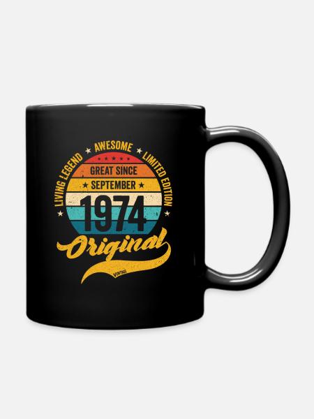 Retro 50 Jahre September 1974 Geburtstag Vintage - Tasse einfarbig - Schwarz