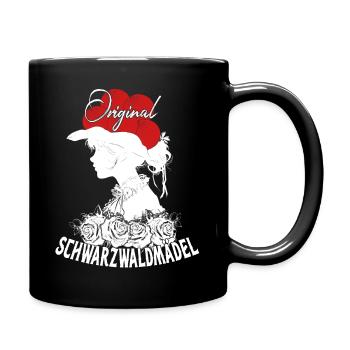 Original Schwarzwaldmädel Bollenhut Tracht Rosen - Tasse einfarbig - Schwarz - Rechts