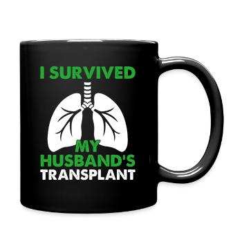 Lungentransplantation meines Mannes - Tasse einfarbig - Schwarz - Rechts