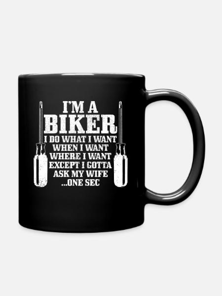 Motorcycle Biker Funny Gift - Full Colour Mug - black
