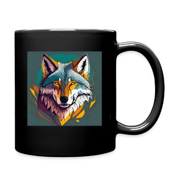 Wolfskopf - Tasse einfarbig - Schwarz - Rechts