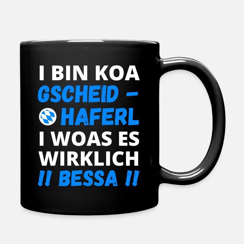 Gscheidhaferl - Lustig Bayerisch - Gaudi - Tasse einfarbig - Schwarz