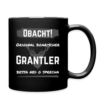 Obacht - Boarischer Grantler - Nicht ansprechen - Tasse einfarbig - Schwarz - Rechts
