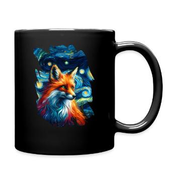 Fuchs im Kunststil / Stil von Van Gogh - Tasse einfarbig - Schwarz - Rechts